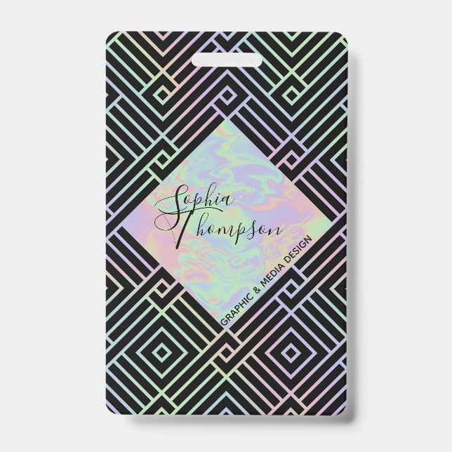 Badge Motif Holographique symétrique moderne - Insigne (Face)