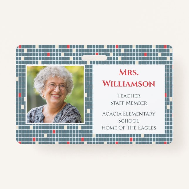 Badge Motif moderne Enseignant Personnel enseignant ID p (Devant)