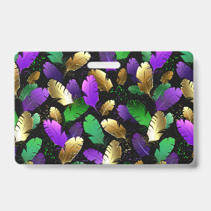 Badge Motif sans couture avec des plumes de Mardi Gras