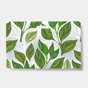 Badge Motif sans couture avec feuilles de thé vert