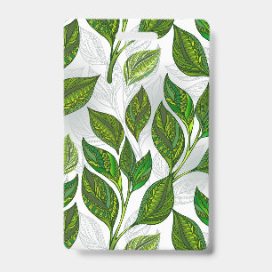 Badge Motif sans couture avec feuilles de thé vert
