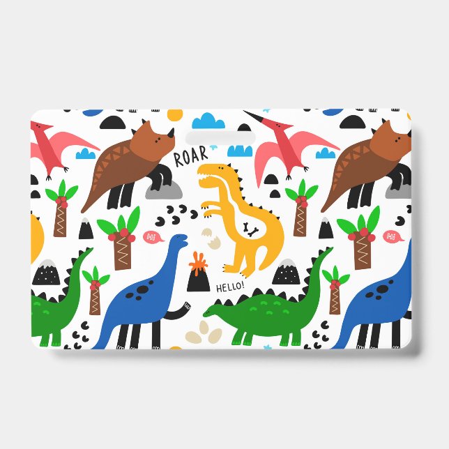 Badge Motif sans couture de dinosaures (Avant)