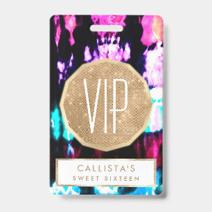 Badge Motif Tie Dye de couleur noir sarcelle d'été artis