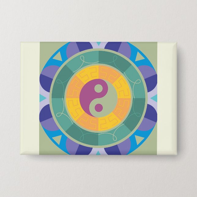 Badge Motif Yin Yang Coloré (Recto)