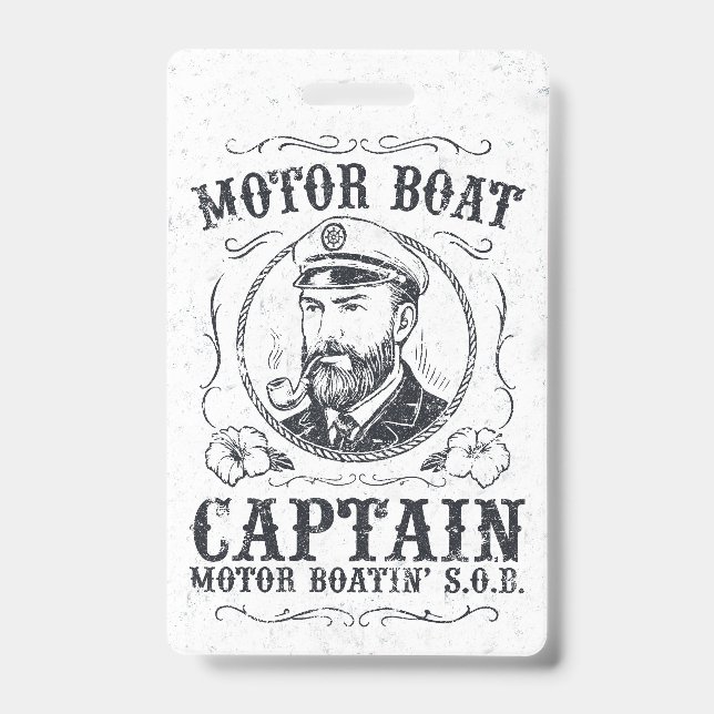 Badge Motor Boat Captain Funny Pontoon Boating (Avant)