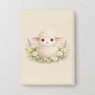 Badge Moutons Fantaisistes et Fleurs Sauvages pour un Ch