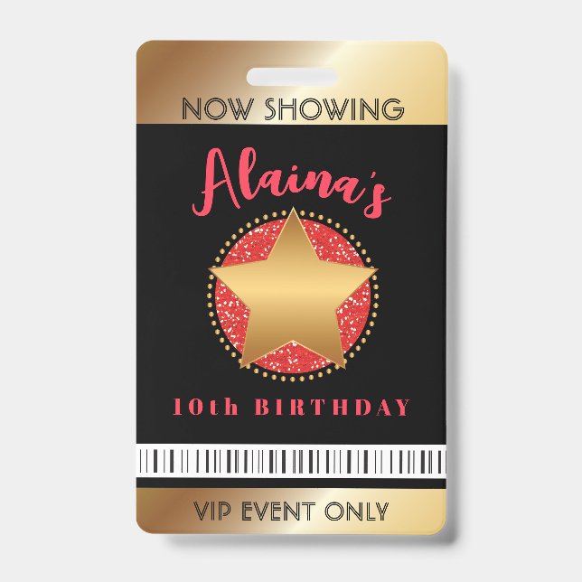 Badge MOVIE STAR HOLLYWOOD BROADWAY Birthday VIP Pass (Avant)