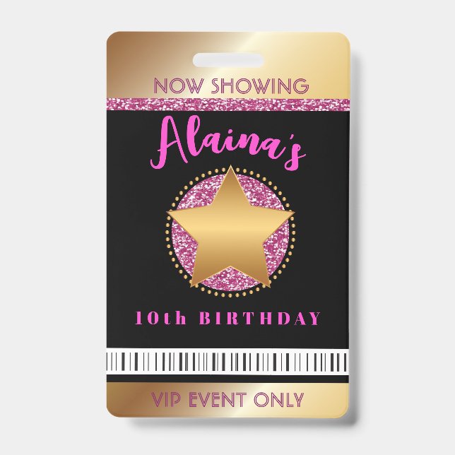 Badge MOVIE STAR HOLLYWOOD BROADWAY Birthday VIP Pass Ba (Avant)