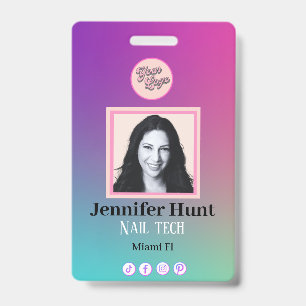Badge Multicolore Photo personnalisée stylée simple mini