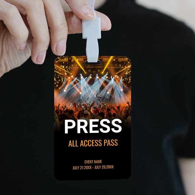 Badge Music Festival Appuyez sur All Access Pass ID de l (Music Event Backstage Pass Event Staff Badge)
