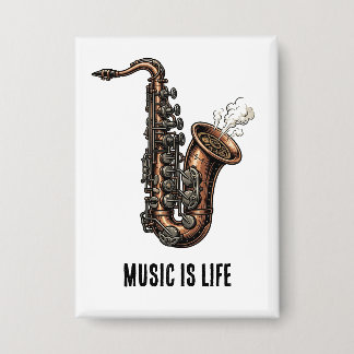 Badge Musique de saxophone Steampunk est la vie Épinglet