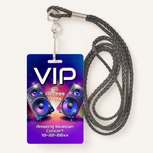 Badge Musique Haut-parleurs VIP All Access Custom Concer