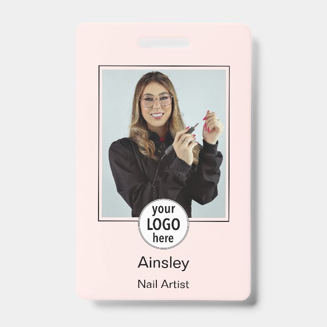 Badge  Nail Artist Pink Photo Logo Name (Avant)