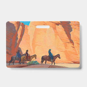 Badge Navajos dans un canyon, 1945 par Maynard Dixon