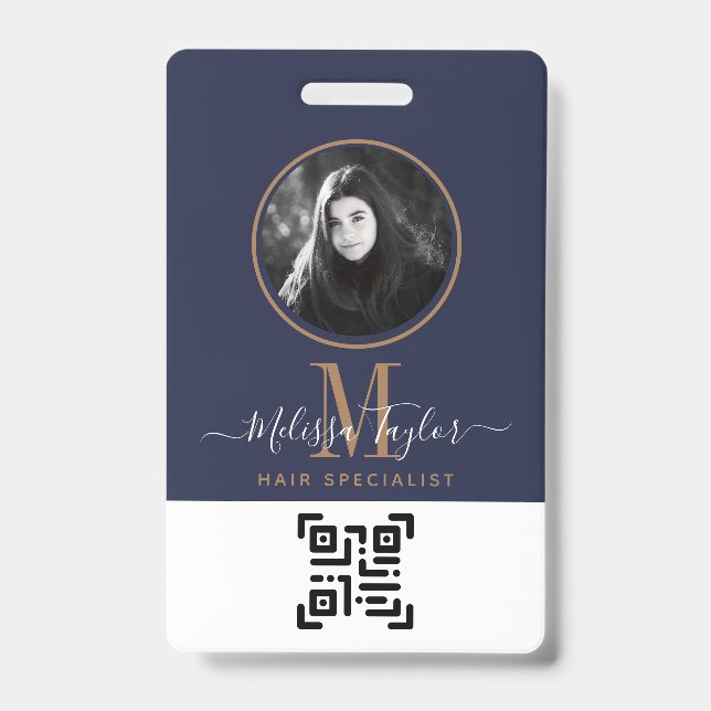 Badge Navy Blue Or Signature Moderne Professionnelle en  (Avant)