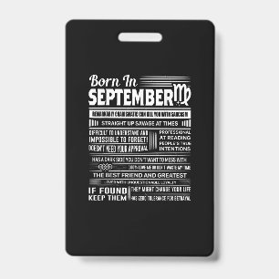 Badge Née en septembre, vierge, cadeau d'anniversaire dr