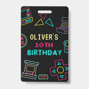 Badge Neon Toute année jeux vidéo arcade anniversaire