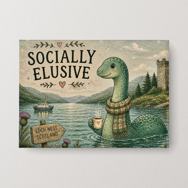 Badge Nessie Cryptide Confortable Élusive Socialement Lo (Recto)