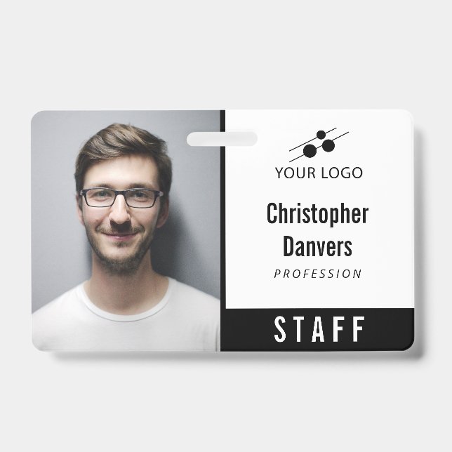 Badge Nettoyer l'ID employé blanc Ajouter votre logo (Avant)