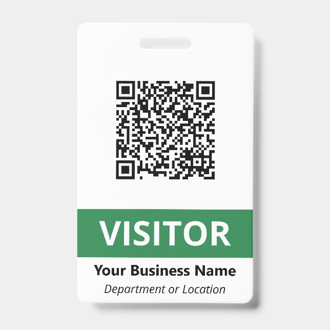 Badge Nettoyer Vert Blanc Visiteur Votre Code QR (Avant)