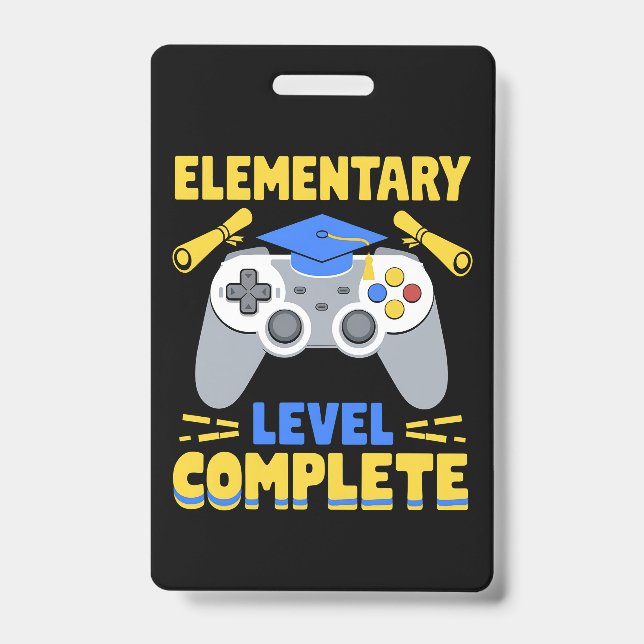 Badge Niveau élémentaire Complet Jeu Gamer Graduation (Avant)