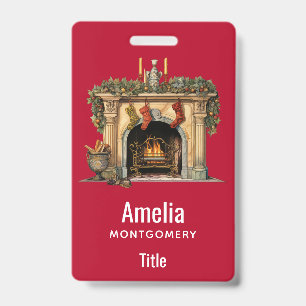 Badge Noël au coin de la cheminée victorienne cosy