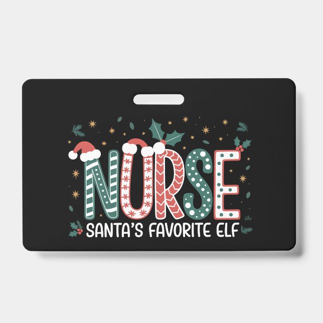 Badge Noël de l'elfe préféré de Santa Infirmière Inspira (Avant)