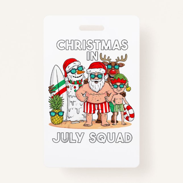 Badge Noël En Juillet Vacances Plage Été T-Shirt (Devant)