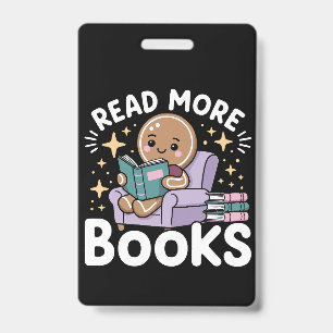 Badge Noël Professeur Lire Plus de Livres Drôle