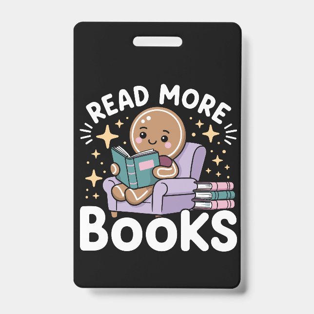 Badge Noël Professeur Lire Plus de Livres Drôle  (Avant)
