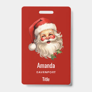 Badge Noël rétro Holly Jolly Santa Claus