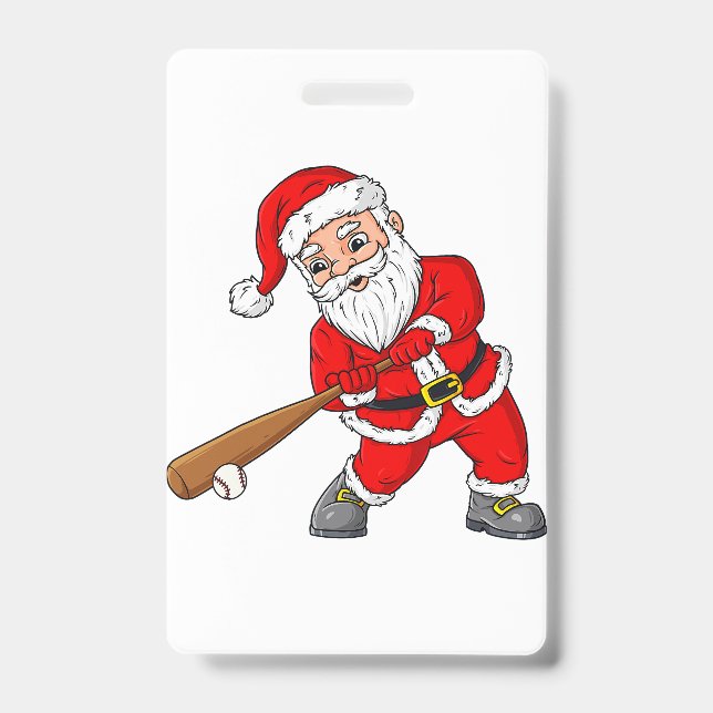 Badge Noël Santa Claus Baseball Pitcher Boys T Enfants (Face)
