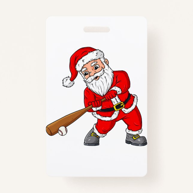 Badge Noël Santa Claus Baseball Pitcher Boys T Enfants (Devant)