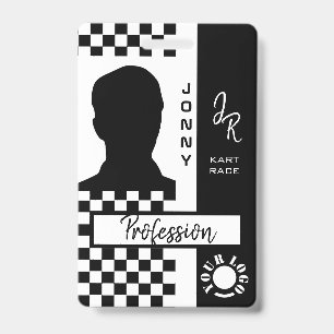 Badge Noir Blanc Checkerboard Racing Ligne Drapeau Racin