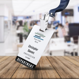 Badge Noir Blanc Identifiant de l'employé Grand logo Bad