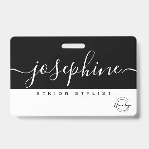 Badge Noir Blanc Nom de Script Personnalisé