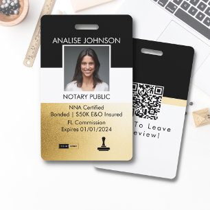 Badge Noir et Or Classé - ID Notaire Personnalisé