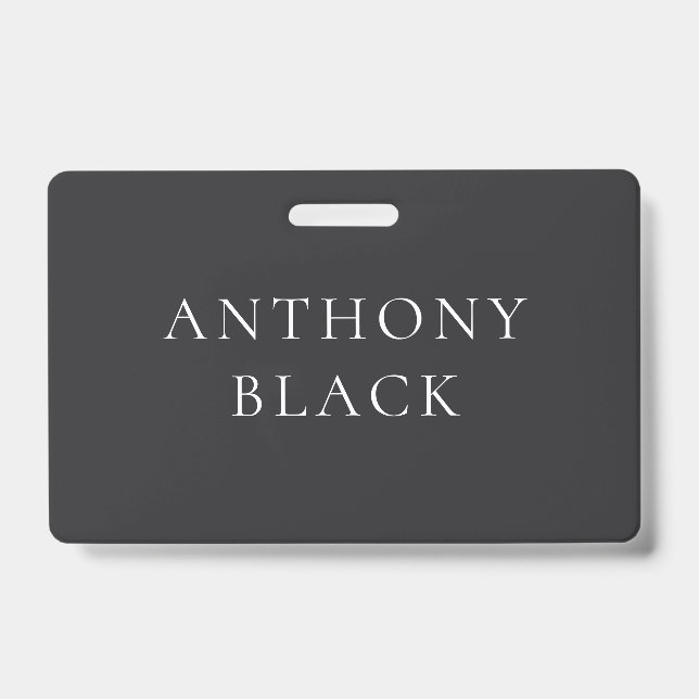 Badge Noir Mat Minimaliste Élégant Classique (Avant)