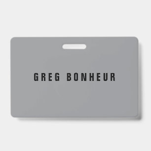 Badge Nom au look moderne et élégant Gris et Noir