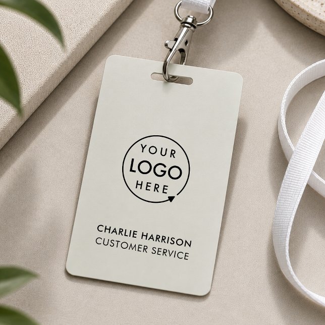 Badge Nom | Badges d'identification personnalisés  (Minimal company branded staff ID badges for business events & employee identity.)