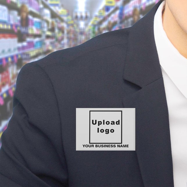 Badge Nom commercial et logo sur le bouton Rectangle bla (Business name and logo on white rectangle button)