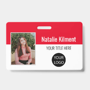 Badge Nom de la photo de l'employé Code de la barre de