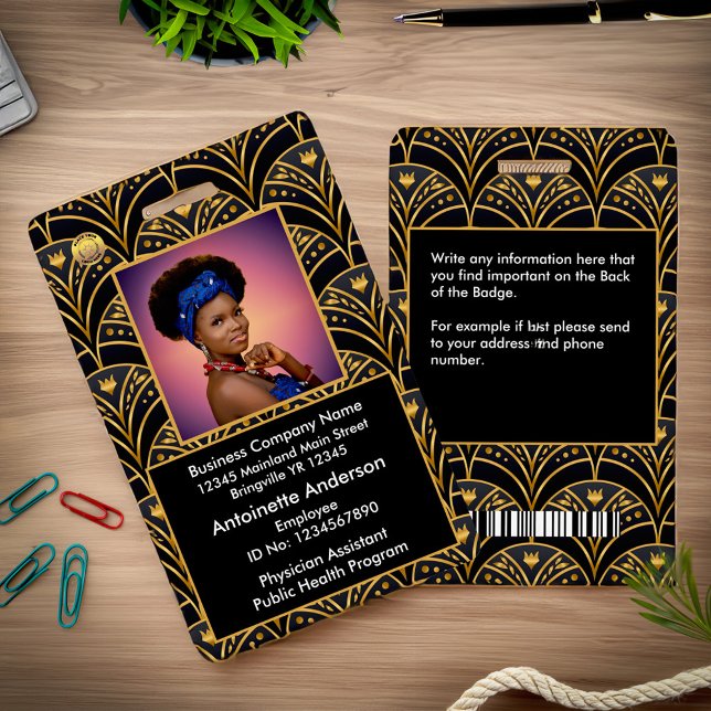 Badge Nom de la photo de l'employé Code de la barre de l (Créateur téléchargé)