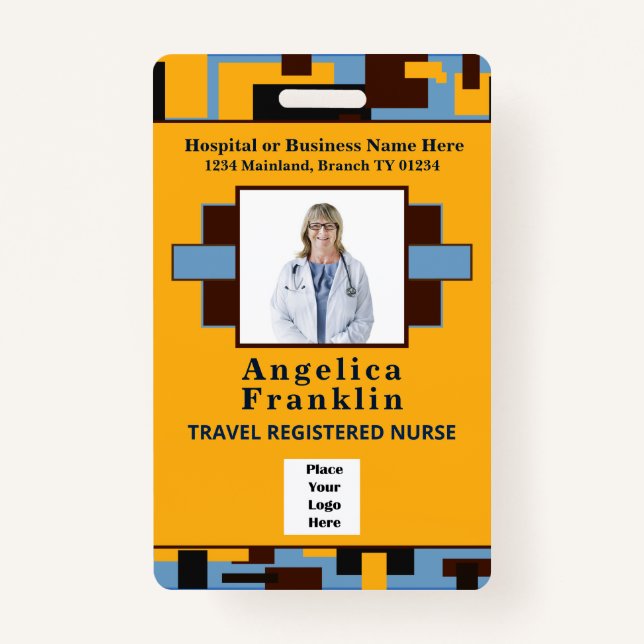 Badge Nom de la photo de l'employé Code de la barre Logo (Devant)