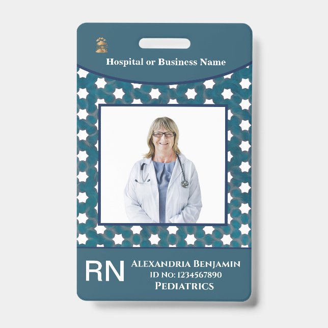 Badge Nom de la photo de l'employé Code de la barre Logo (Avant)