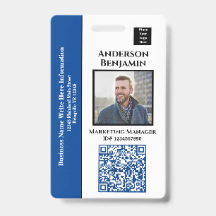 Badge Nom de la photo de l'employé Code QR Code-barres I