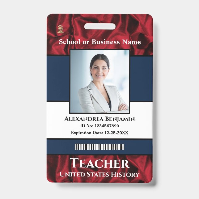 Badge Nom de la photo de l'employé Logo Code à barres pe (Avant)