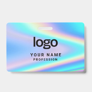 Badge Nom de l'employé holographique personnalisé, logo,