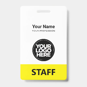 Badge Nom de l'employé jaune Logo de l'entreprise Code Q