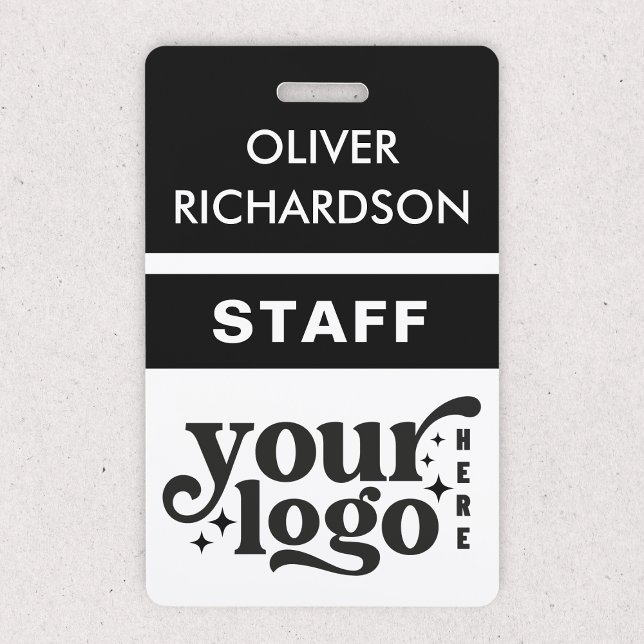 Badge Nom de l'Employé Logo d'Entreprise Personnal (Employee Name Tag Custom Business Logo Staff Event Badge)